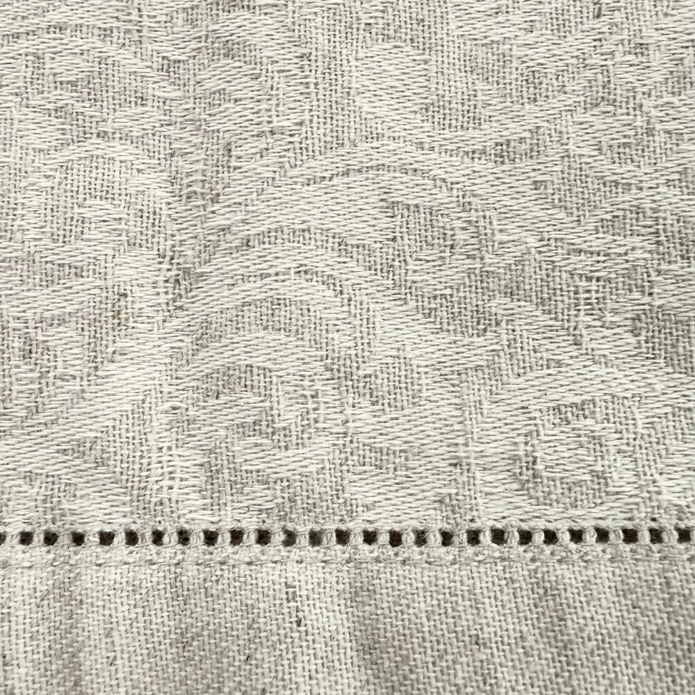 Portuguese Linen Damask Table Runner Hemstitch Neutral 88 x 14.5 MiCasaEstuCasa